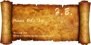 Haaz Béla névjegykártya